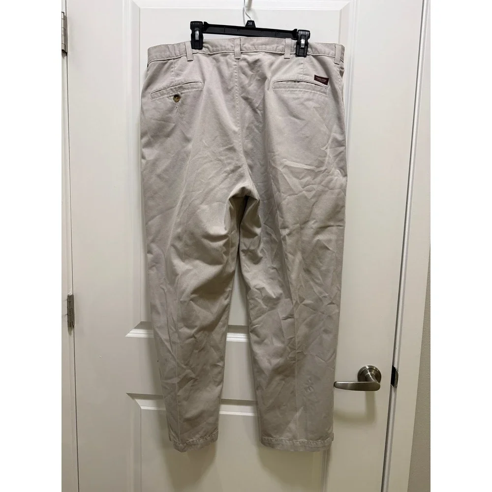 Timber Creek by Wrangler Mens 40x30 Pleated Front Chino Pants Beige Cotton Twill